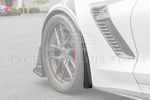 Replacement for 2014-2019 Chevrolet Corvette C7 All Models | GM Factory XL Extended Style Front Side Splash Guards Mud Flap Pair (ABS Plastic - Plastic Black) in Saudi Arabia
