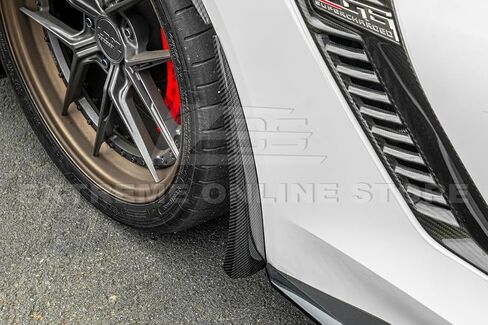 Replacement for 2014-2019 Chevrolet Corvette C7 All Models | GM Factory XL Extended Style Front Side Splash Guards Mud Flap Pair (ABS Plastic - Plastic Black) in Saudi Arabia