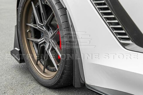 Replacement for 2014-2019 Chevrolet Corvette C7 All Models | GM Factory XL Extended Style Front Side Splash Guards Mud Flap Pair (ABS Plastic - Plastic Black) in Saudi Arabia