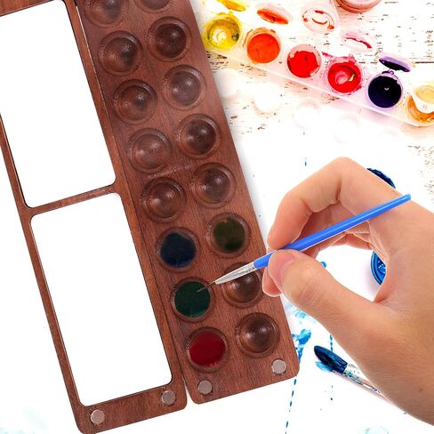 Artibetter Mini Wooden Watercolor Palette Box 16-Color Paint Palette with Lid Portable Pigment Storage Case for Artists and Travel Painting Supplies in Saudi Arabia