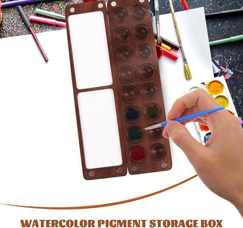 Artibetter Mini Wooden Watercolor Palette Box 16-Color Paint Palette with Lid Portable Pigment Storage Case for Artists and Travel Painting Supplies in Saudi Arabia