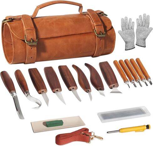 Wood Carving Kit,Carving Knife Set for Beginners,and Adults,Wood Carving Tools,Whittling Knife Set,Wood Whittling Set for Hobbies, Carving Set,Hook Knife,Spoon Carving Knife Suitable，Gift in Saudi Arabia