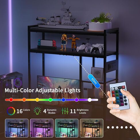 Aetheris Desktop Organizer Shelf, 30" Wooden Office Storage Rack with Outlets, Display Shelf Rack with Light Strip, 5 Tier Desktop Display Rac, Desk Shelf, Desk Hutch for Computer Monitor, Brown in Saudi Arabia