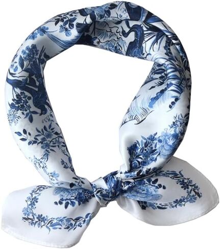 وشاح للرقبة من حرير التوت 100% من Weximil - منديل خفيف الوزن مقاس 21 بوصة × 21 بوصة - أوشحة مطبوعة رقمية مربعة صغيرة للنساء والرجال in Kuwait