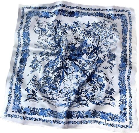 وشاح للرقبة من حرير التوت 100% من Weximil - منديل خفيف الوزن مقاس 21 بوصة × 21 بوصة - أوشحة مطبوعة رقمية مربعة صغيرة للنساء والرجال in Kuwait