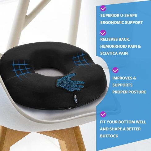 Donut Pillow, Donut Cushion for Tailbone Pain Relief and Hemorrhoids, Donut Seat Cushion for Coccyx, Sciatica, Surgery and Postpartum, Hemorrhoid Pillow for Long Sitting Office Workers, Car Drivers in Saudi Arabia