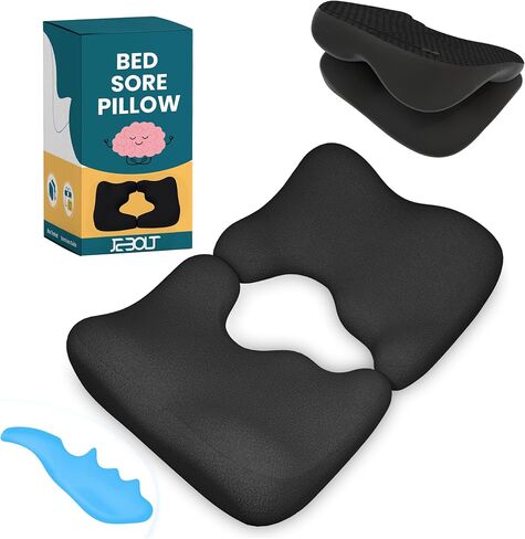 Memory Foam Bed Sore Cushion with T-Shaped Cutout – Pressure Relief Pillow for Tailbone, Coccyx & Butt | Dual-Piece Design with Massage Tool & Washable Cover for Sitting or Lying in Saudi Arabia