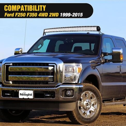 Nilight 52 بوصة LED ضوء بار قوس تصاعد الزجاج الأمامي العلوي سقف الكابينة بين قوسين متوافق مع Ford F250 F350 4WD 2WD 1999-2015 in Saudi Arabia