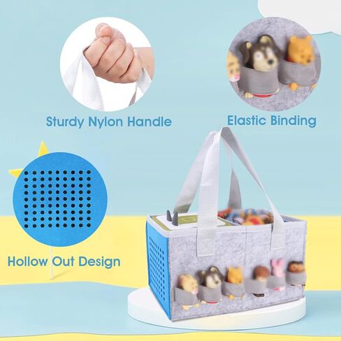 حافظة لمجموعة Toniebox Starter Set، حقيبة تخزين محمولة للسفر مع مقبض لمجموعة Toniebox Starter وتمثال صغير، حقيبة حمل لمشغل الصوت (أزرق) in Saudi Arabia