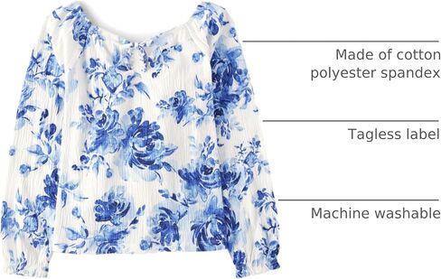 The Children's Place Girls' Long Sleeve Smocked Peplum Top, Watercolor Flowers, XX-Large in Saudi Arabia