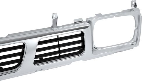 الشبكة الأمامية متوافقة مع 1994 Nissan D21 XE 1993 1994 Nissan D21 Base SE 1995-1997 Nissan Pickup Base SE XE لاستبدال 6231055G10 NI1200116 Chrome Bumper Grill Plastic (ABS) فضي in Saudi Arabia