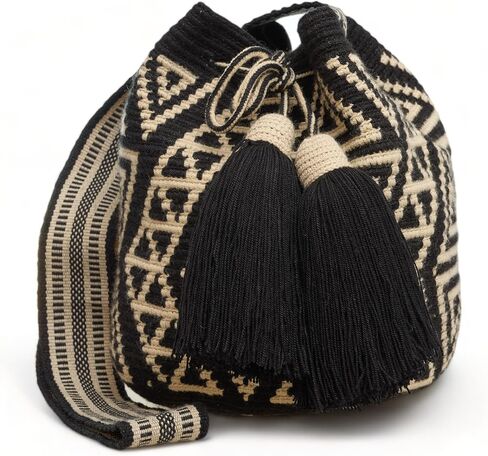 حقيبة Wayuu Mochila متوسطة محايدة للنساء أصلية بولسا تيجيدا كولومبيانا هدية بنمط كروشيه أصلي من كولومبيا in Saudi Arabia