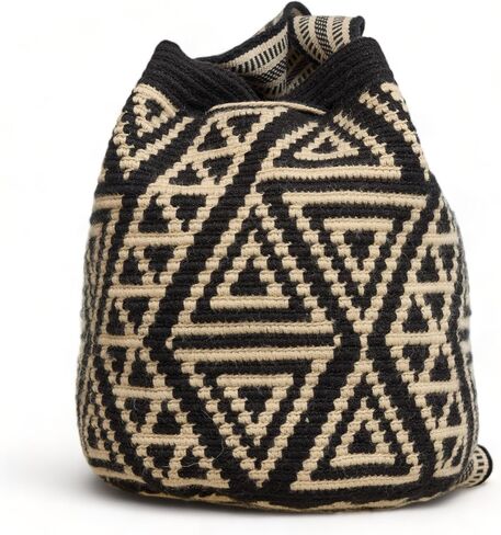 حقيبة Wayuu Mochila متوسطة محايدة للنساء أصلية بولسا تيجيدا كولومبيانا هدية بنمط كروشيه أصلي من كولومبيا in Saudi Arabia