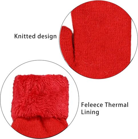 قفازات Eohak الشتوية الدافئة للنساء - قفازات متماسكة من الصوف الناعم السميك وبطانة من الصوف in Kuwait