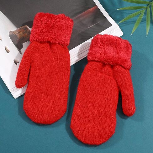 قفازات Eohak الشتوية الدافئة للنساء - قفازات متماسكة من الصوف الناعم السميك وبطانة من الصوف in Kuwait