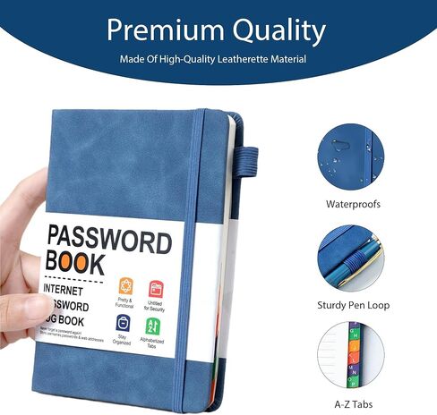 Small Address Book with Alphabetical Tabs – Pocket Address Book 3x5 for Contacts, Phone Numbers, Passwords, Refillable Telephone Book for Purse or Desk (Blue) (Bule) in Saudi Arabia