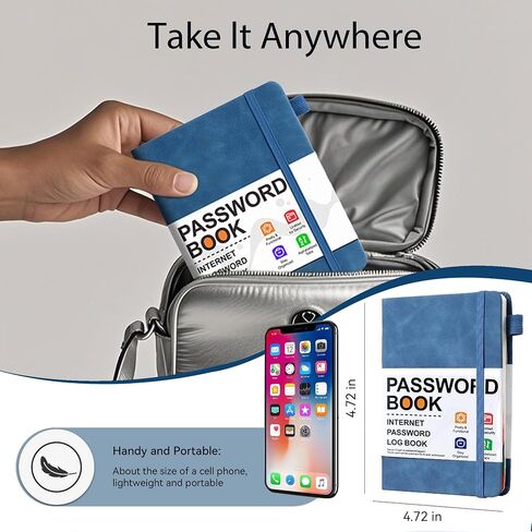 Small Address Book with Alphabetical Tabs – Pocket Address Book 3x5 for Contacts, Phone Numbers, Passwords, Refillable Telephone Book for Purse or Desk (Blue) (Bule) in Saudi Arabia