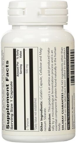SOLARAY L-Tyrosine Veg Cap (Btl-Plastic) 500mg | 50ct in Saudi Arabia