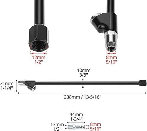 QWORK Air Chuck, 1/4" FNPT 12" Extended Reach Dual Head Air Chuck, 2-Way Connect Straight Tire Air Chuck in Saudi Arabia