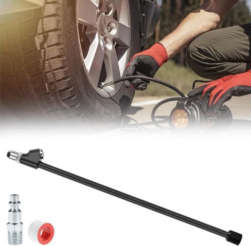 QWORK Air Chuck, 1/4" FNPT 12" Extended Reach Dual Head Air Chuck, 2-Way Connect Straight Tire Air Chuck in Saudi Arabia