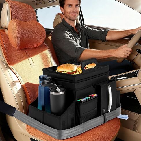 LUVHOMEE Car Organizers and Storage for Backseat & Front Seat - Collapsible Car Caddy w/Headrest Strap, Leakproof Cooler, Lid & Cup Holders | Fits Passenger Seat, Easy-Access Travel Snacks & Drinks in Saudi Arabia