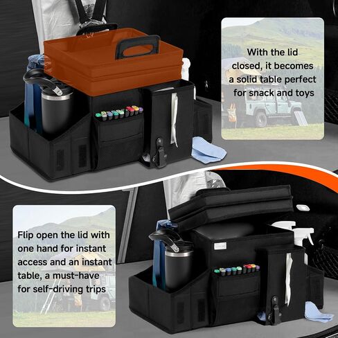 LUVHOMEE Car Organizers and Storage for Backseat & Front Seat - Collapsible Car Caddy w/Headrest Strap, Leakproof Cooler, Lid & Cup Holders | Fits Passenger Seat, Easy-Access Travel Snacks & Drinks in Saudi Arabia
