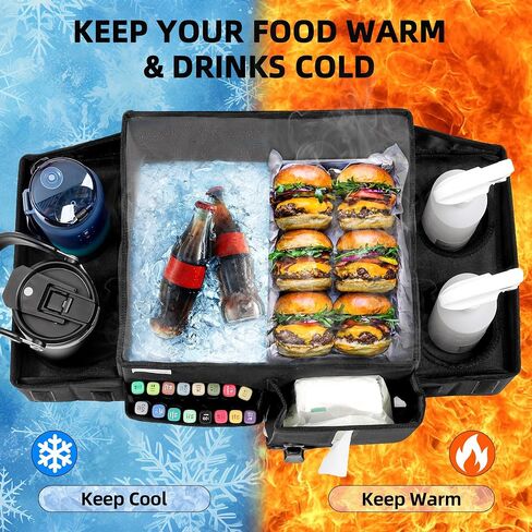 LUVHOMEE Car Organizers and Storage for Backseat & Front Seat - Collapsible Car Caddy w/Headrest Strap, Leakproof Cooler, Lid & Cup Holders | Fits Passenger Seat, Easy-Access Travel Snacks & Drinks in Saudi Arabia