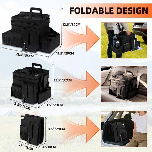 LUVHOMEE Car Organizers and Storage for Backseat & Front Seat - Collapsible Car Caddy w/Headrest Strap, Leakproof Cooler, Lid & Cup Holders | Fits Passenger Seat, Easy-Access Travel Snacks & Drinks in Saudi Arabia
