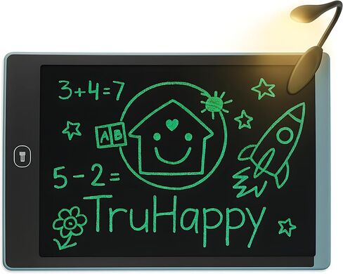 تابلت كتابة LCD من TRUHAPPY مزود بمشبك ضوء، تابلت رسم ملون للأطفال الصغار مقاس 10 بوصة، وسادات رسم إلكترونية قابلة للمسح وإعادة الاستخدام، ألعاب تعليمية وتعليمية للأطفال (أزرق) in Kuwait