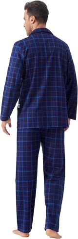 GLOBAL Men's Pajamas Sets 100% Cotton Flannel Sleepwear Long-Sleeve top & Bottom in Kuwait