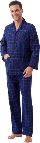 GLOBAL Men's Pajamas Sets 100% Cotton Flannel Sleepwear Long-Sleeve top & Bottom in Kuwait
