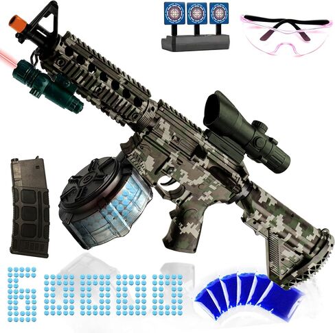 مسدس جل كبير M416 مع نظارات واقية، مع طبلة ومسدس جل يدوي وكهربائي مزدوج الوضع، لألعاب الفريق - للأعمار من 14 عامًا فما فوق (مموه) in Saudi Arabia
