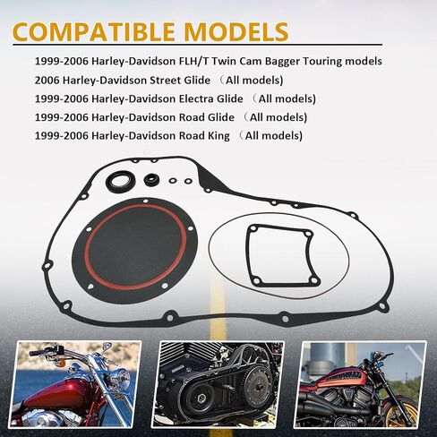 طقم ختم فحص قابض الحشية الأساسي متوافق مع موديلات 1999-2006 Harley Davidson FLH/T Twin Cam Bagger Touring Models/Electra Glide FLHT/Road Glide FLTR/Road King FLHR in Kuwait