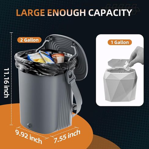 Surume 2 Gallon Silicon Car Trash Can with Lid - 100% Leak-Proof Trash Bin, Waterproof Garbage Can, Gifts for Men and Women in Saudi Arabia