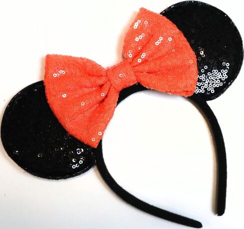 CLGIFT Red sparkle minnie ears, Silver gold blue minnie ears, Custom Mouse Ears,Classic Red Sequin Mickey Ears (Black) in Saudi Arabia