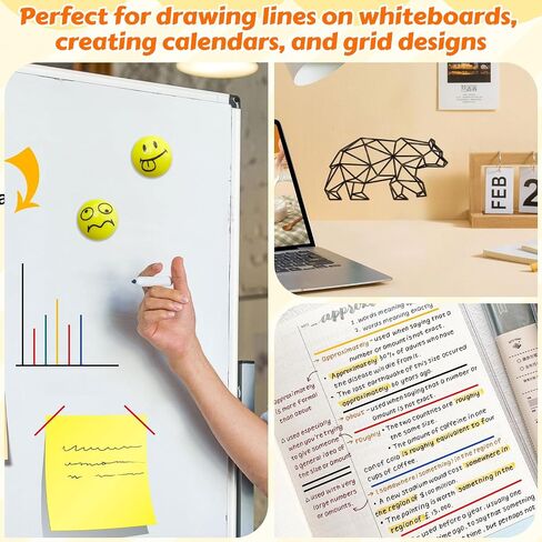 STOBOK 10pcs Whiteboard Tape, Colorful Pinstripe Tape Seamless Warning Segment Line Marking Line for Office and Drafting - Assorted Colors in Saudi Arabia