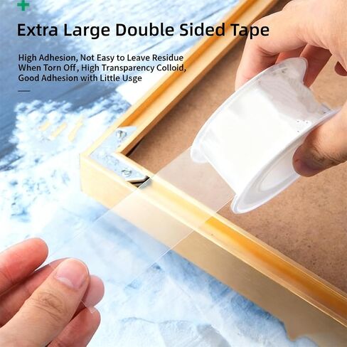 Extra Large Double Sided Tape Heavy Duty, Clear & Tough Nano Tape, Multipurpose Mounting Tape for Walls, Carpet, Rugs, Posters – Reusable, No-Residue (1Pcs) in Saudi Arabia