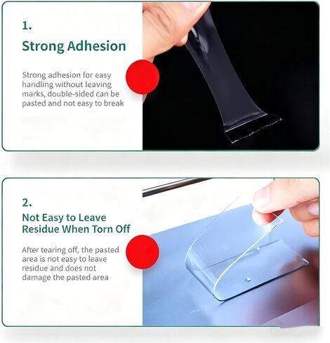 Extra Large Double Sided Tape Heavy Duty, Clear & Tough Nano Tape, Multipurpose Mounting Tape for Walls, Carpet, Rugs, Posters – Reusable, No-Residue (1Pcs) in Saudi Arabia