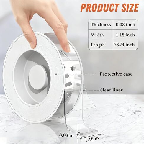 Extra Large Double Sided Tape Heavy Duty, Clear & Tough Nano Tape, Multipurpose Mounting Tape for Walls, Carpet, Rugs, Posters – Reusable, No-Residue (1Pcs) in Saudi Arabia