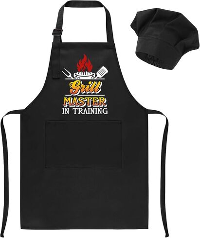 Kids Apron and Chef Hat Set, Funny Apron Adjustable Child Aprons Chef in Training Kitchen Aprons for Boys and Girls in Saudi Arabia
