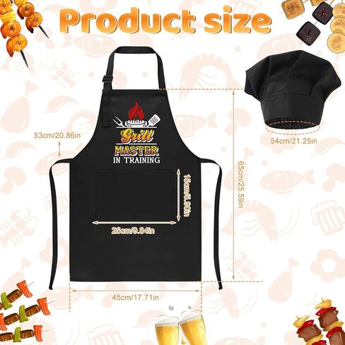 Kids Apron and Chef Hat Set, Funny Apron Adjustable Child Aprons Chef in Training Kitchen Aprons for Boys and Girls in Saudi Arabia