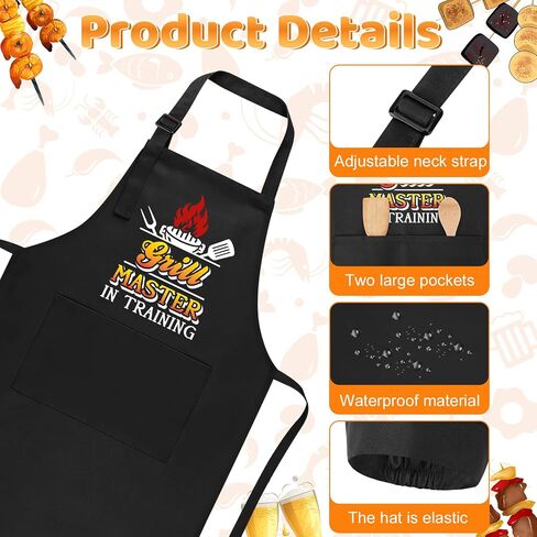 Kids Apron and Chef Hat Set, Funny Apron Adjustable Child Aprons Chef in Training Kitchen Aprons for Boys and Girls in Saudi Arabia