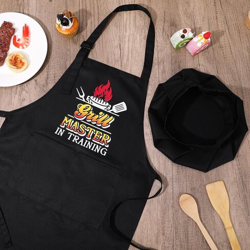Kids Apron and Chef Hat Set, Funny Apron Adjustable Child Aprons Chef in Training Kitchen Aprons for Boys and Girls in Saudi Arabia