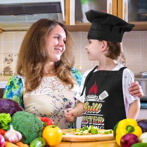 Kids Apron and Chef Hat Set, Funny Apron Adjustable Child Aprons Chef in Training Kitchen Aprons for Boys and Girls in Saudi Arabia