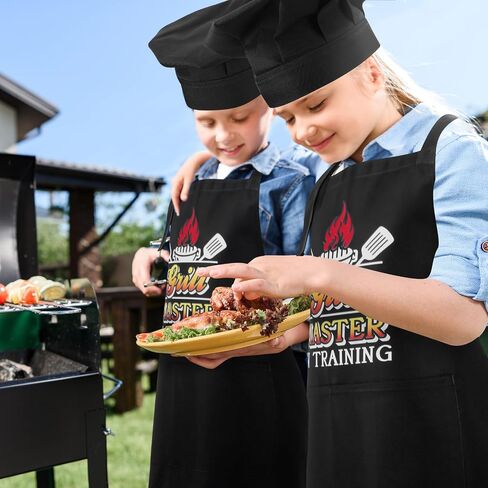 Kids Apron and Chef Hat Set, Funny Apron Adjustable Child Aprons Chef in Training Kitchen Aprons for Boys and Girls in Saudi Arabia