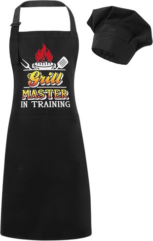 Kids Apron and Chef Hat Set, Funny Apron Adjustable Child Aprons Chef in Training Kitchen Aprons for Boys and Girls in Saudi Arabia