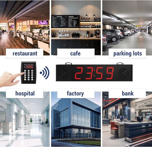 نظام الاتصال اللاسلكي مع شاشة البث الصوتي، نظام أرقام انتظار لوحة المفاتيح للتحكم عن بعد للمطاعم والمقهى والمستشفيات والبنك والمنزل والبار (قم بالتوصيل للاستخدام) in Kuwait