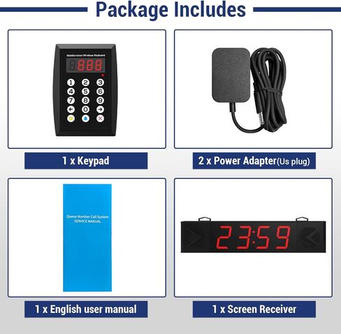 نظام الاتصال اللاسلكي مع شاشة البث الصوتي، نظام أرقام انتظار لوحة المفاتيح للتحكم عن بعد للمطاعم والمقهى والمستشفيات والبنك والمنزل والبار (قم بالتوصيل للاستخدام) in Kuwait