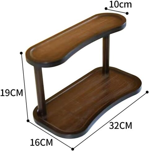 Bamboo Desktop Organizer Shelf – 2-Tier Wooden Storage Rack (12.5" x 6.5" x 7.5") for Perfume, Makeup, Coffee Mugs – Natural Bamboo Display Stand for Vanity, Bathroom, Office in Kuwait