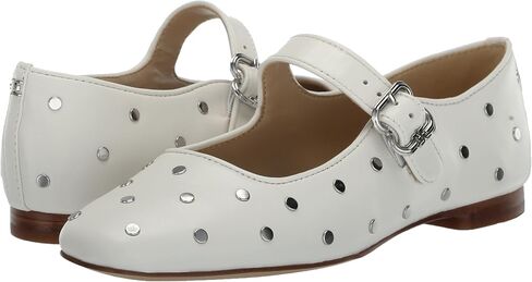 Sam Edelman Women's Michaela Stud Mary Jane Flat, Black Leather, 6 in Saudi Arabia